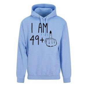 Funny 50th Birthday Women Girl: I Am 49 Plus 1 Middle Finger Unisex Surf Hoodie