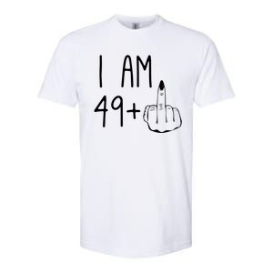 Funny 50th Birthday Women Girl: I Am 49 Plus 1 Middle Finger Softstyle CVC T-Shirt