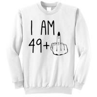 Funny 50th Birthday Women Girl: I Am 49 Plus 1 Middle Finger Sweatshirt