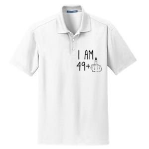 Funny 50th Birthday Women Girl: I Am 49 Plus 1 Middle Finger Dry Zone Grid Polo