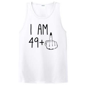 Funny 50th Birthday Women Girl: I Am 49 Plus 1 Middle Finger PosiCharge Competitor Tank