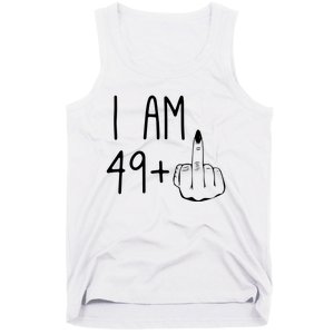 Funny 50th Birthday Women Girl: I Am 49 Plus 1 Middle Finger Tank Top