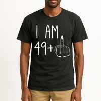 Funny 50th Birthday Women Girl: I Am 49 Plus 1 Middle Finger Tall T-Shirt