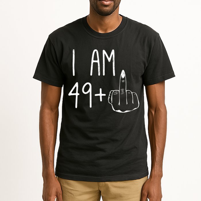 Funny 50th Birthday Women Girl: I Am 49 Plus 1 Middle Finger Tall T-Shirt