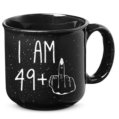 Funny 50th Birthday Women Girl: I Am 49 Plus 1 Middle Finger 15oz Campfire Ceramic Mug