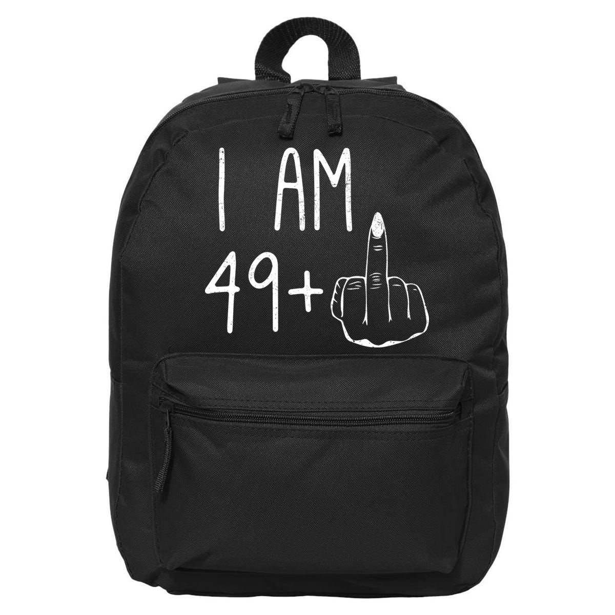 Funny 50th Birthday Women Girl: I Am 49 Plus 1 Middle Finger 16 in Basic Backpack