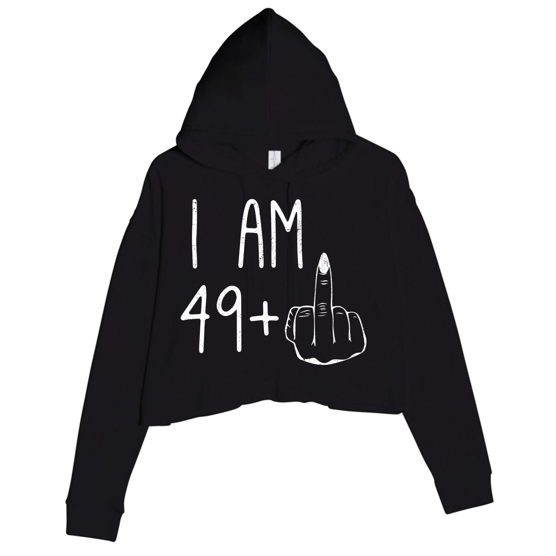 Funny 50th Birthday Women Girl: I Am 49 Plus 1 Middle Finger Crop Fleece Hoodie