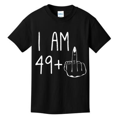 Funny 50th Birthday Women Girl: I Am 49 Plus 1 Middle Finger Kids T-Shirt