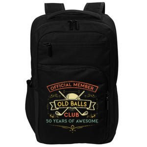 Funny 50th Birthday Old Balls Club 50 Year Old Golfer Impact Tech Backpack