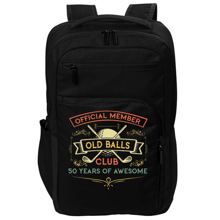 Funny 50th Birthday Old Balls Club 50 Year Old Golfer Impact Tech Backpack