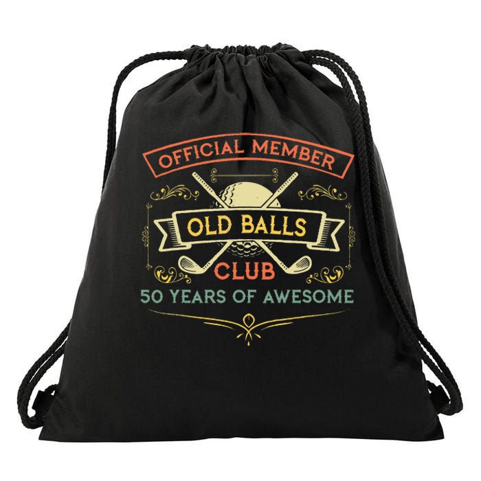 Funny 50th Birthday Old Balls Club 50 Year Old Golfer Drawstring Bag