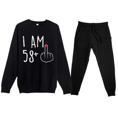 Funny 59th Birthday Gift For Women I Am 58 Plus 1 Middle Finger For A 59 Premium Crewneck Sweatsuit Set