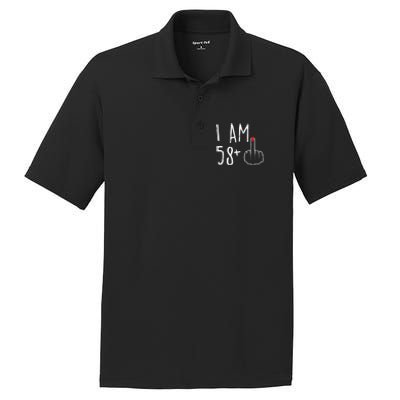 Funny 59th Birthday Gift For Women I Am 58 Plus 1 Middle Finger For A 59 PosiCharge RacerMesh Polo