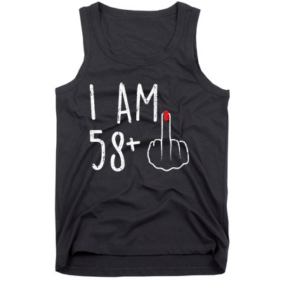 Funny 59th Birthday Gift For Women I Am 58 Plus 1 Middle Finger For A 59 Tank Top