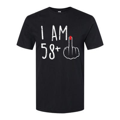 Funny 59th Birthday Gift For Women I Am 58 Plus 1 Middle Finger For A 59 Softstyle CVC T-Shirt