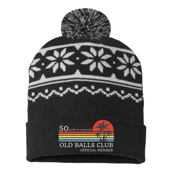 Funny 50th Birthday 50 Years Of Awesome Old Balls Club USA-Made Snowflake Beanie