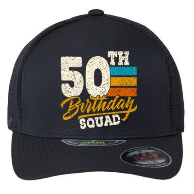 Funny 50th Birthday Squad Group Vintage Retro Flexfit Unipanel Trucker Cap