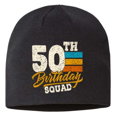 Funny 50th Birthday Squad Group Vintage Retro Sustainable Beanie