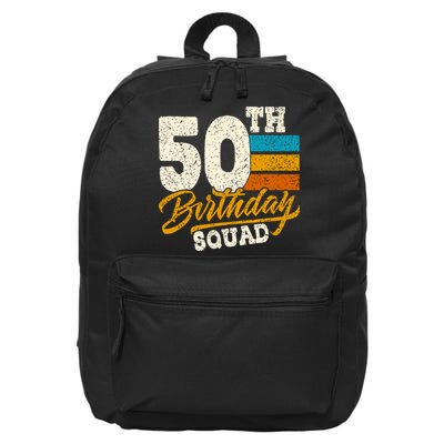 Funny 50th Birthday Squad Group Vintage Retro 16 in Basic Backpack