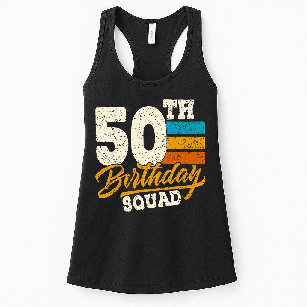 Funny 50th Birthday Squad Group Vintage Retro Womens Tank Top