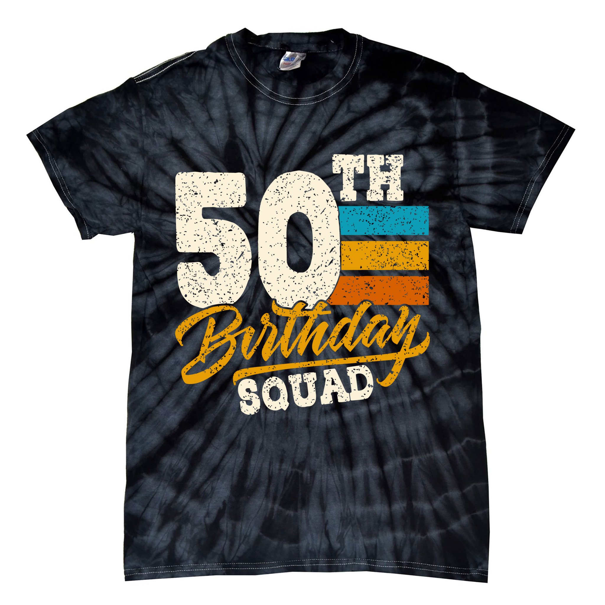 Funny 50th Birthday Squad Group Vintage Retro Tie-Dye T-Shirt