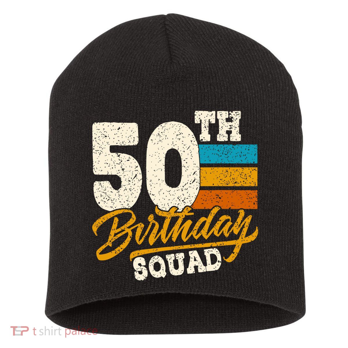 Funny 50th Birthday Squad Group Vintage Retro Short Acrylic Beanie