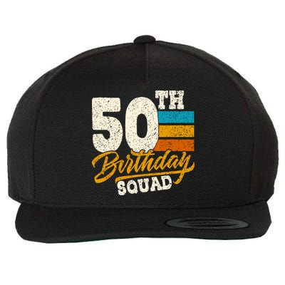 Funny 50th Birthday Squad Group Vintage Retro Wool Snapback Cap