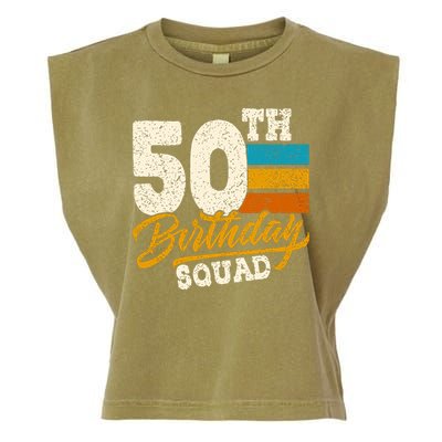 Funny 50th Birthday Squad Group Vintage Retro Garment-Dyed Women's Muscle Tee
