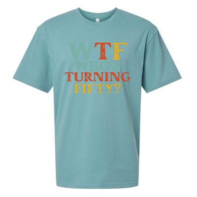 Funny 50th Birthday Party WTF Who's Turning Fifty Vintage Sueded Cloud Jersey T-Shirt