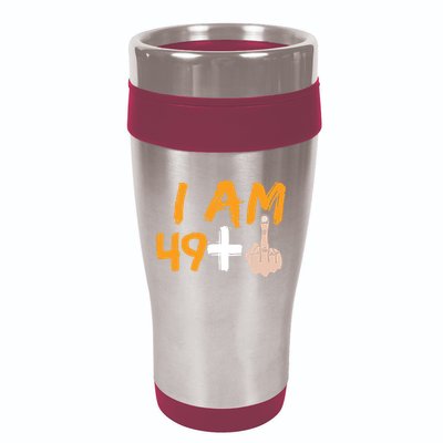 Funny 50th Birthday Gift I Am 49 Plus Middle Finger 16oz Travel Tumbler