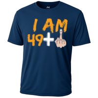 Funny 50th Birthday Gift I Am 49 Plus Middle Finger Cooling Performance Crew T-Shirt
