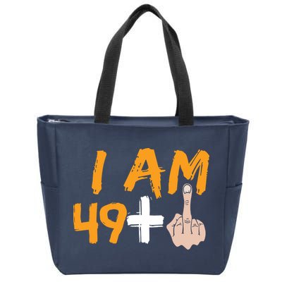 Funny 50th Birthday Gift I Am 49 Plus Middle Finger Zip Tote Bag