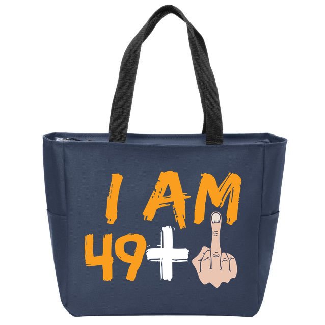 Funny 50th Birthday Gift I Am 49 Plus Middle Finger Zip Tote Bag