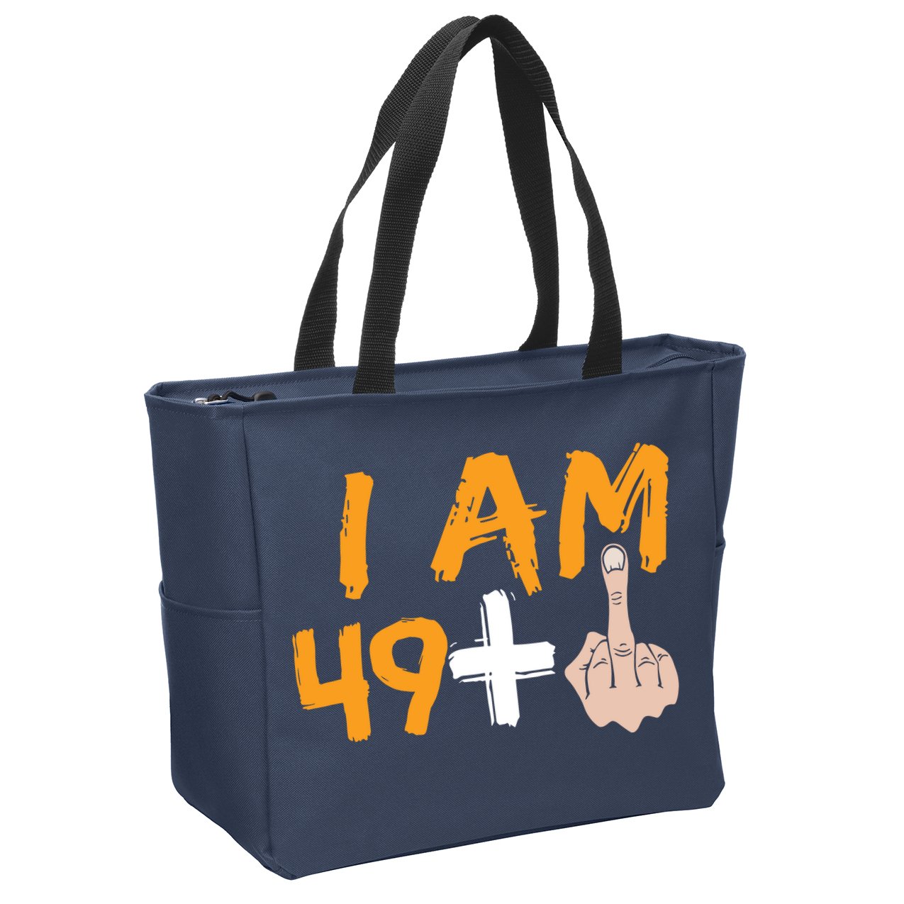 Funny 50th Birthday Gift I Am 49 Plus Middle Finger Zip Tote Bag