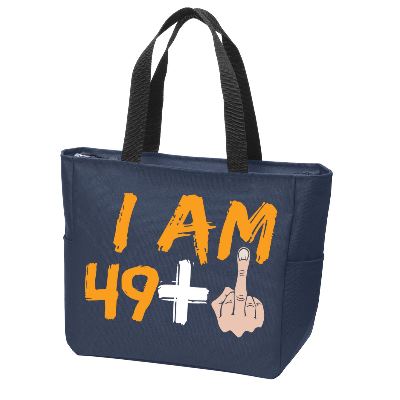 Funny 50th Birthday Gift I Am 49 Plus Middle Finger Zip Tote Bag