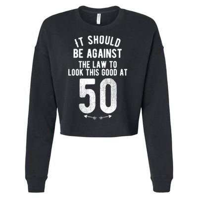 Funny 50th Birthday Gag Gift Idea 50 Year Old Joke Cropped Pullover Crew