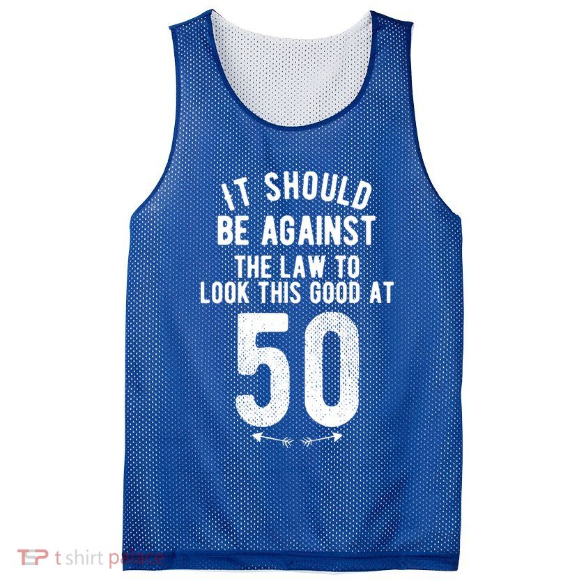 Funny 50th Birthday Gag Gift Idea 50 Year Old Joke Mesh Reversible Basketball Jersey Tank