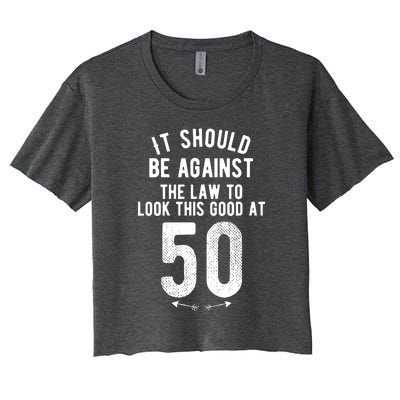 Funny 50th Birthday Gag Gift Idea 50 Year Old Joke Women's Crop Top Tee