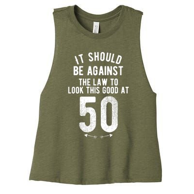 Funny 50th Birthday Gag Gift Idea 50 Year Old Joke Women's Racerback Cropped Tank