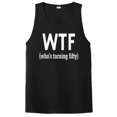 Funny 50th Birthday Gift Who's Turning Fifty PosiCharge Competitor Tank