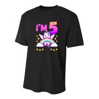 Funny 5th Birthday Girl Unicorn Rainbow 5 Year Old Youth Performance Sprint T-Shirt