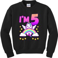 Funny 5th Birthday Girl Unicorn Rainbow 5 Year Old Kids Sweatshirt