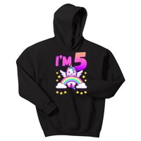 Funny 5th Birthday Girl Unicorn Rainbow 5 Year Old Kids Hoodie