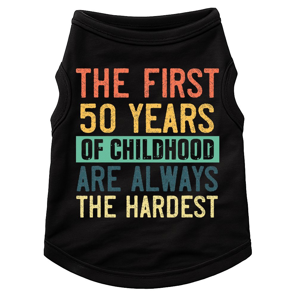 Funny 50th Birthday Retro First 50 Years Of Childhood Humor Doggie Tank
