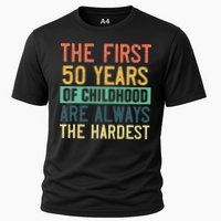 Funny 50th Birthday Retro First 50 Years Of Childhood Humor Cooling Performance Crew T-Shirt