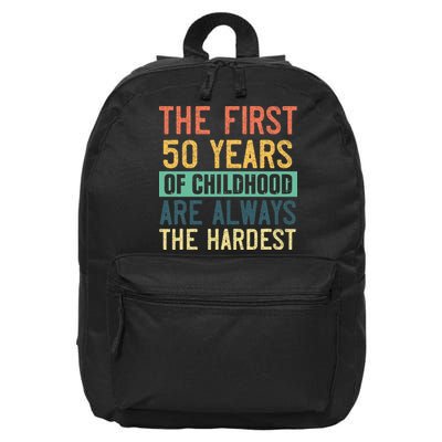 Funny 50th Birthday Retro First 50 Years Of Childhood Humor 16 in Basic Backpack