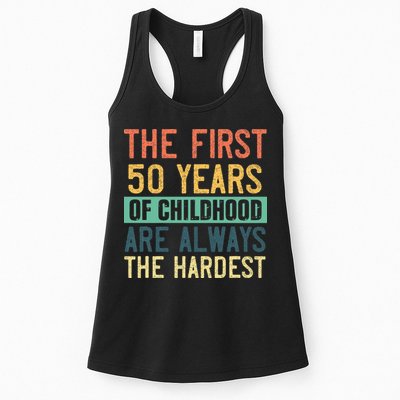 Funny 50th Birthday Retro First 50 Years Of Childhood Humor Womens Tank Top
