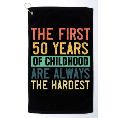 Funny 50th Birthday Retro First 50 Years Of Childhood Humor Golf Towel