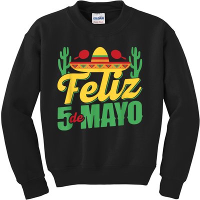 Feliz 5 De Mayo Mexico Cinco De Mayo Mexican Fiesta Party Kids Sweatshirt