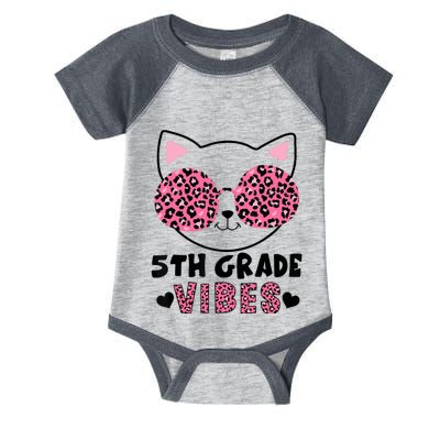 Fifth 5th Grade Vibes Back to School Cat Kitty Girl Leopard Infant Baby Jersey Bodysuit